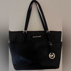 Michael Kors Black Tote with Gold Accents